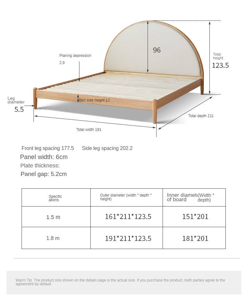 Oak Solid Wood Sunrise Bed with Technology Fabric - Perfect for Modern Bedrooms and Cozy Home Decor