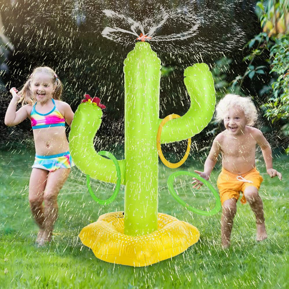 **Inflatable Cactus Water Sprinkler Toy for Kids & Dogs - Outdoor Summer Water Play, Backyard Fun, Pet Spray Toy - Perfect for Pool Parties, Garden Games & Cooling Off**