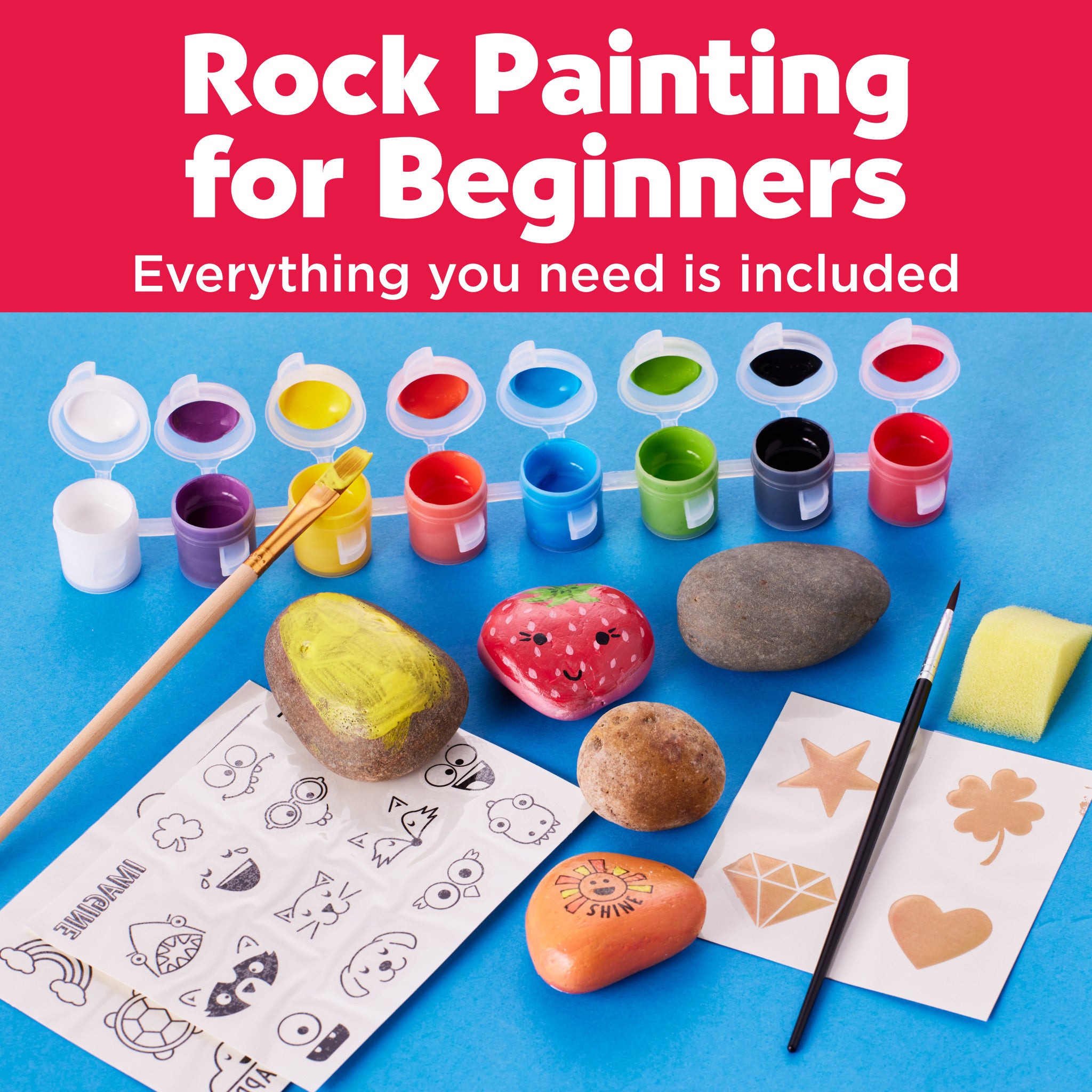 Hide and Seek Rock Painting Kit - Fun Outdoor Activity for Kids, Creative DIY Craft Set for Family Bonding - Perfect for Gardens, Parks, and Nature Exploration (Item #6161000)