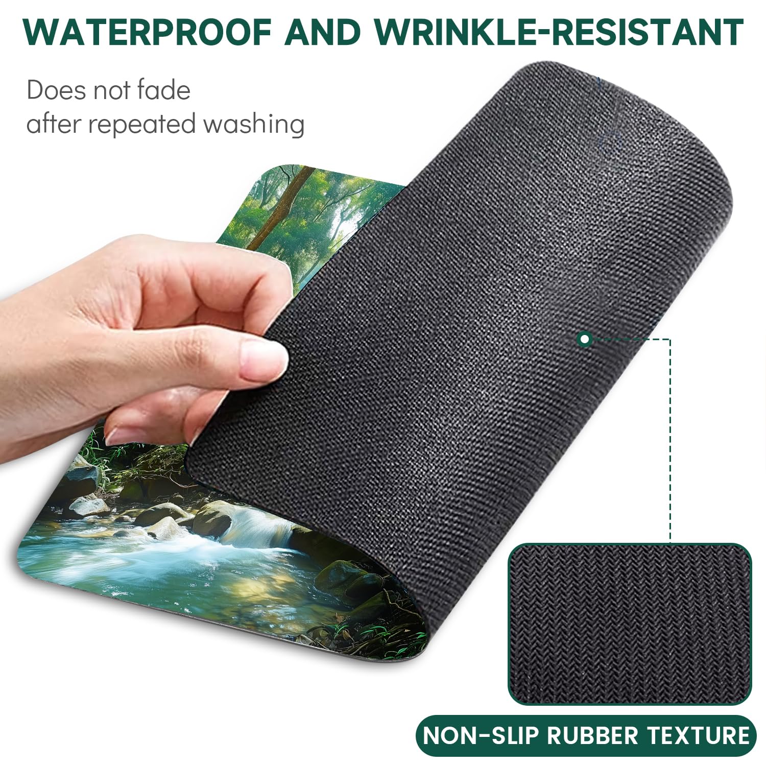 Non-Slip Waterproof Gaming Mouse Pad with Rubber Base - Large Mouse Mat for Wireless Mouse, Computer & Laptop - Perfect for Home Office, Gaming & Work (Waterfall Design)