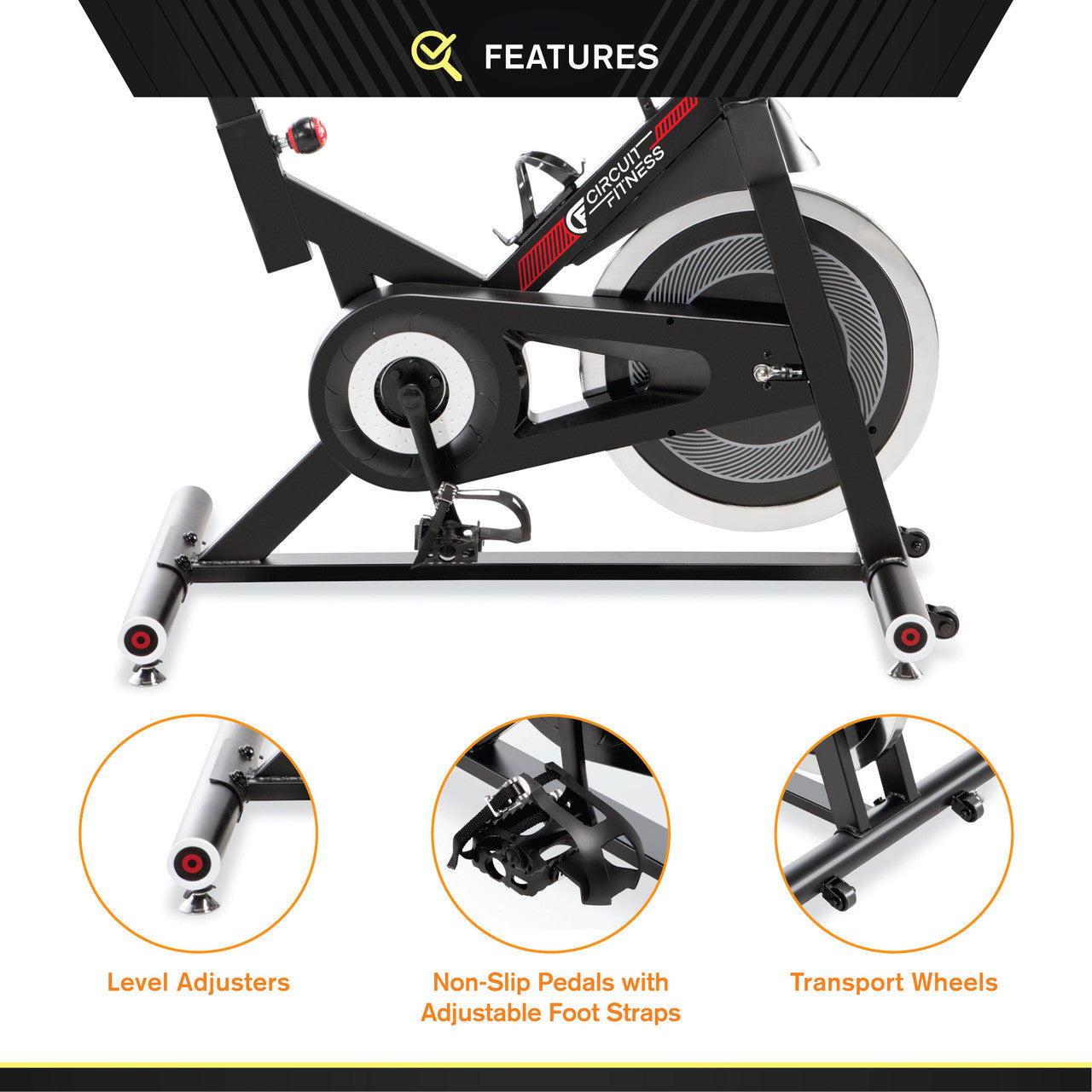 Circuit Fitness AMZ 948BK Indoor Cycling Bike with 30 lbs Flywheel - Heavy Duty Exercise Bike for Home Gym, Cardio & Weight Loss - Perfect for Small Spaces & Apartment Workouts