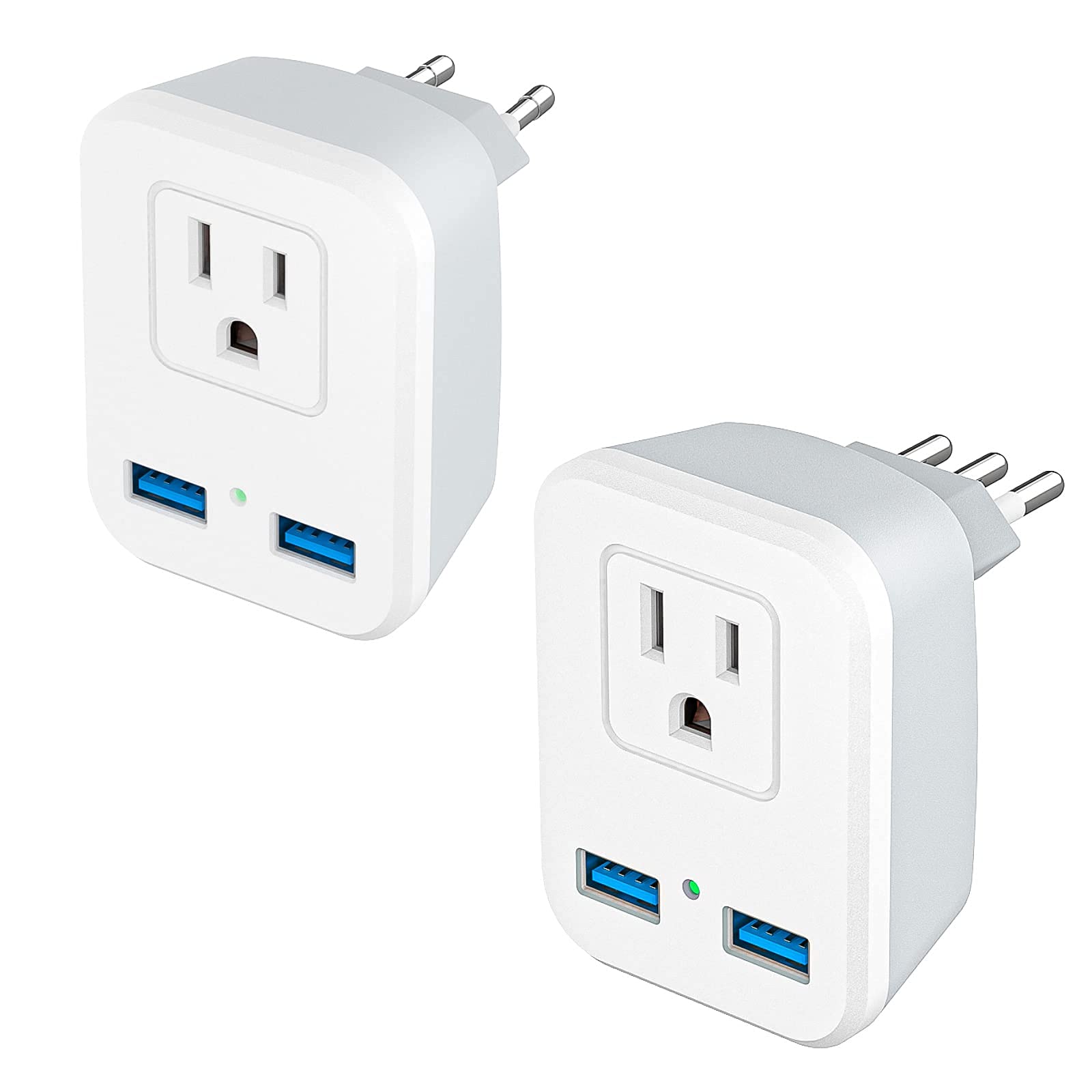 Universal Travel Adapter with 2 USB Ports - US to Europe Power Converter (EU/UK/AU) for Italy, France, Germany, Spain - Perfect for Charging Phones, Laptops & Devices While Traveling