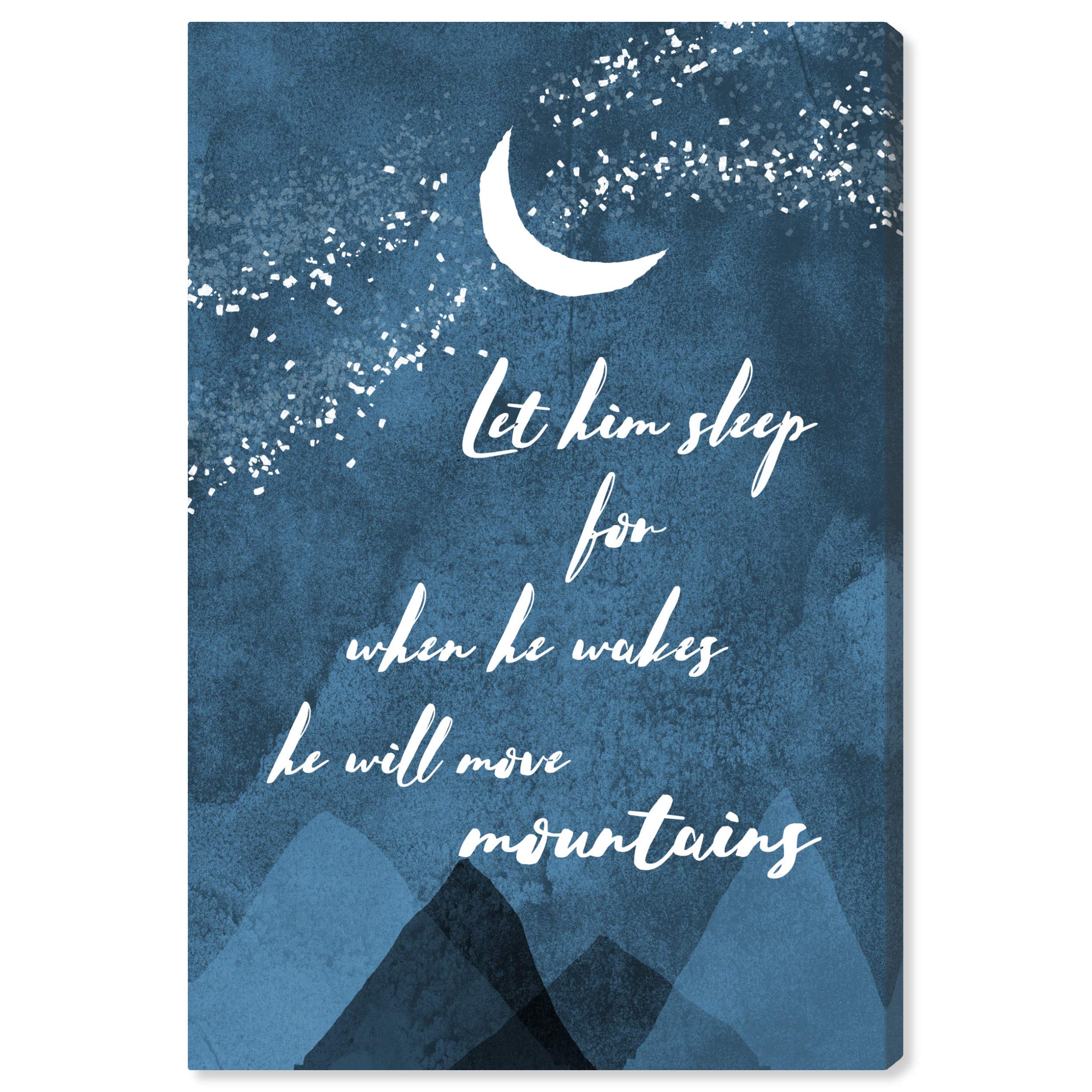 Oliver Gal Artist Co. Inspirational Typography Wall Art Canvas Print - 'Move Mountains' Motivational Quote Home Decor, 36x54 Inch Blue & White - Perfect for Living Room, Bedroom or Office Wall Decor