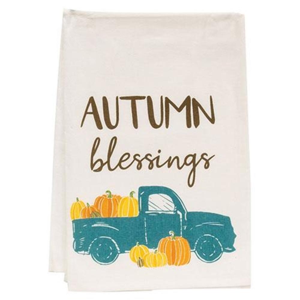 Autumn Blessings Truck Dish Towel - Farmhouse Kitchen Decor, Fall Themed Dish Cloth for Thanksgiving & Holiday Season - Perfect for Drying Dishes, Seasonal Home Decor, and Cozy Farmhouse Kitchens