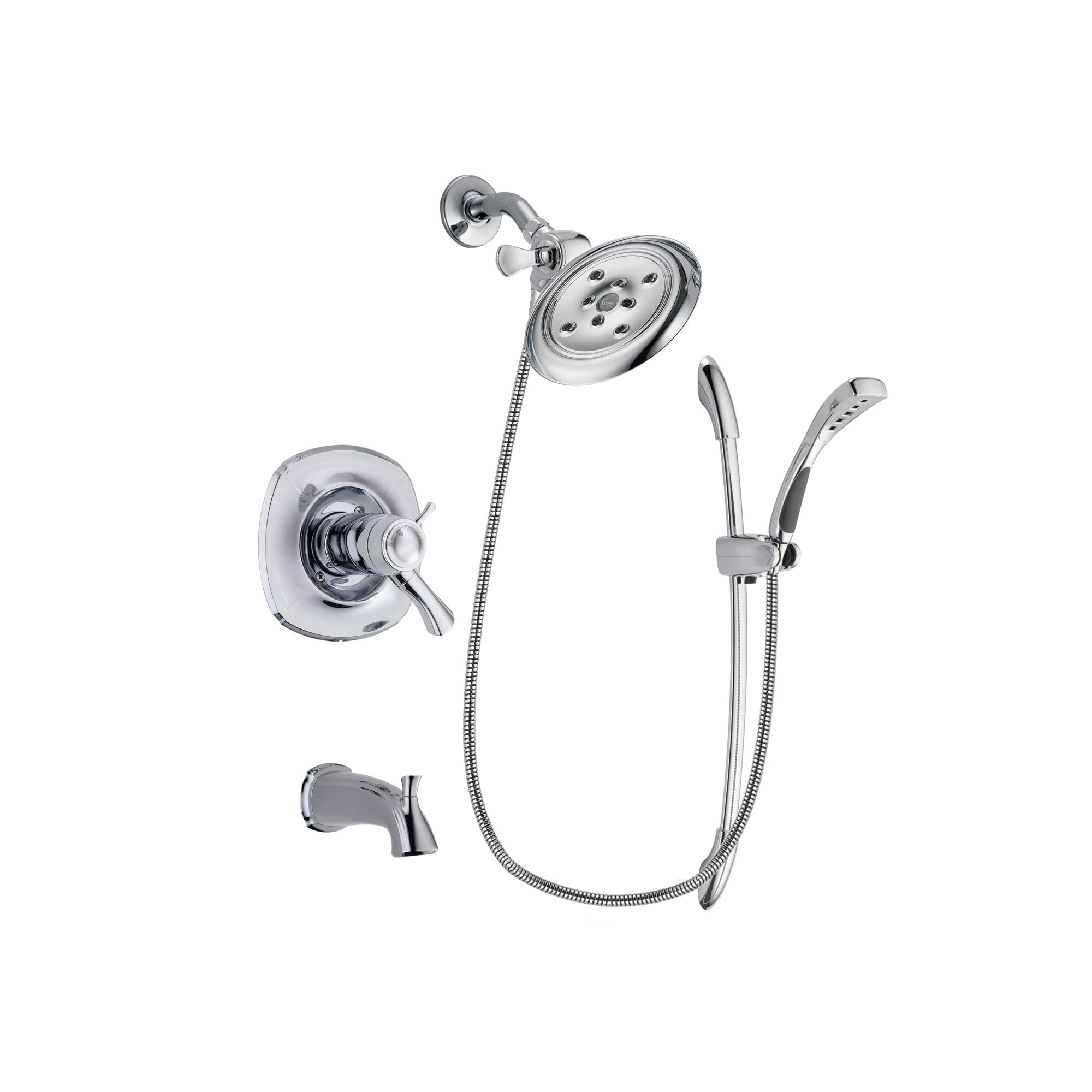 Delta Addison Chrome Thermostatic Tub and Shower Faucet System with Large Rain Showerhead, Handheld Shower & Slide Bar - Includes Rough-in Valve & Tub Spout (DSP0499V) - Perfect for Modern Bathroom Renovations & Spa-Like Shower Experience