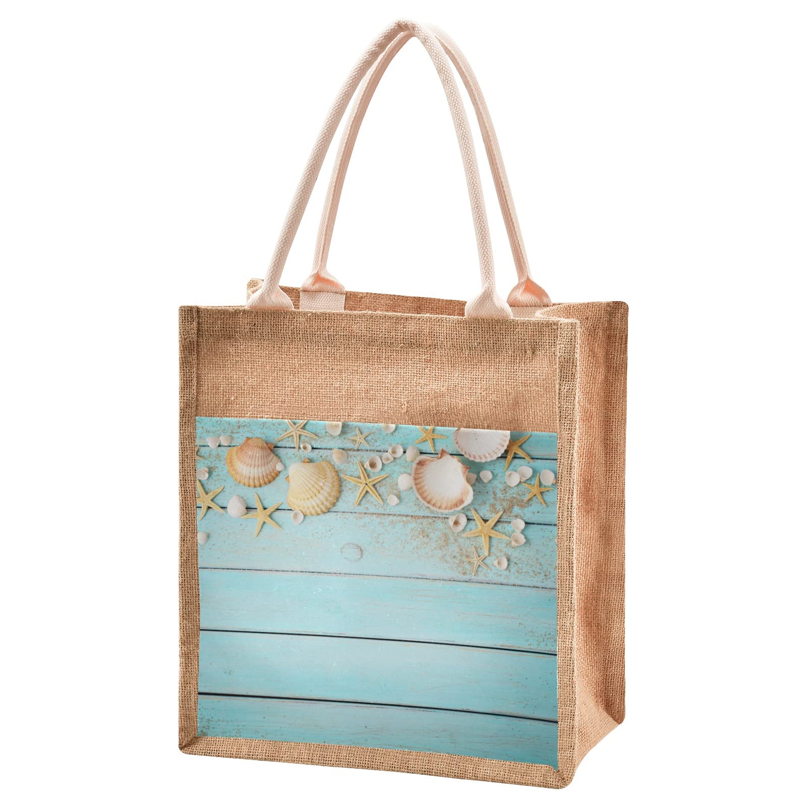 Eco-Friendly Jute Tote Bag with Zipper & Canvas Pocket - Reusable Shopping & Grocery Bag for Women, Beach, Travel & Daily Use (13x14 Inch) - Sustainable Burlap Gift Bag for Mother's Day & Farmers Market