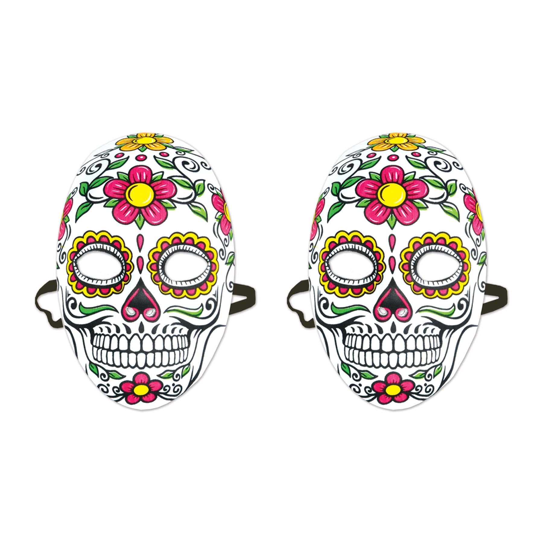 12 Pack Beistle Day of the Dead Masks - Colorful Sugar Skull Face Masks for Halloween, Dia de los Muertos Party, Costume & Festive Celebrations