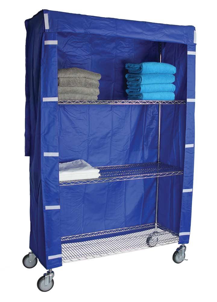 24x36x72 Tall Rolling Wire Shelving Cart with Nylon Cover - Heavy Duty Storage Rack for Kitchen, Garage, or Retail Store Organization