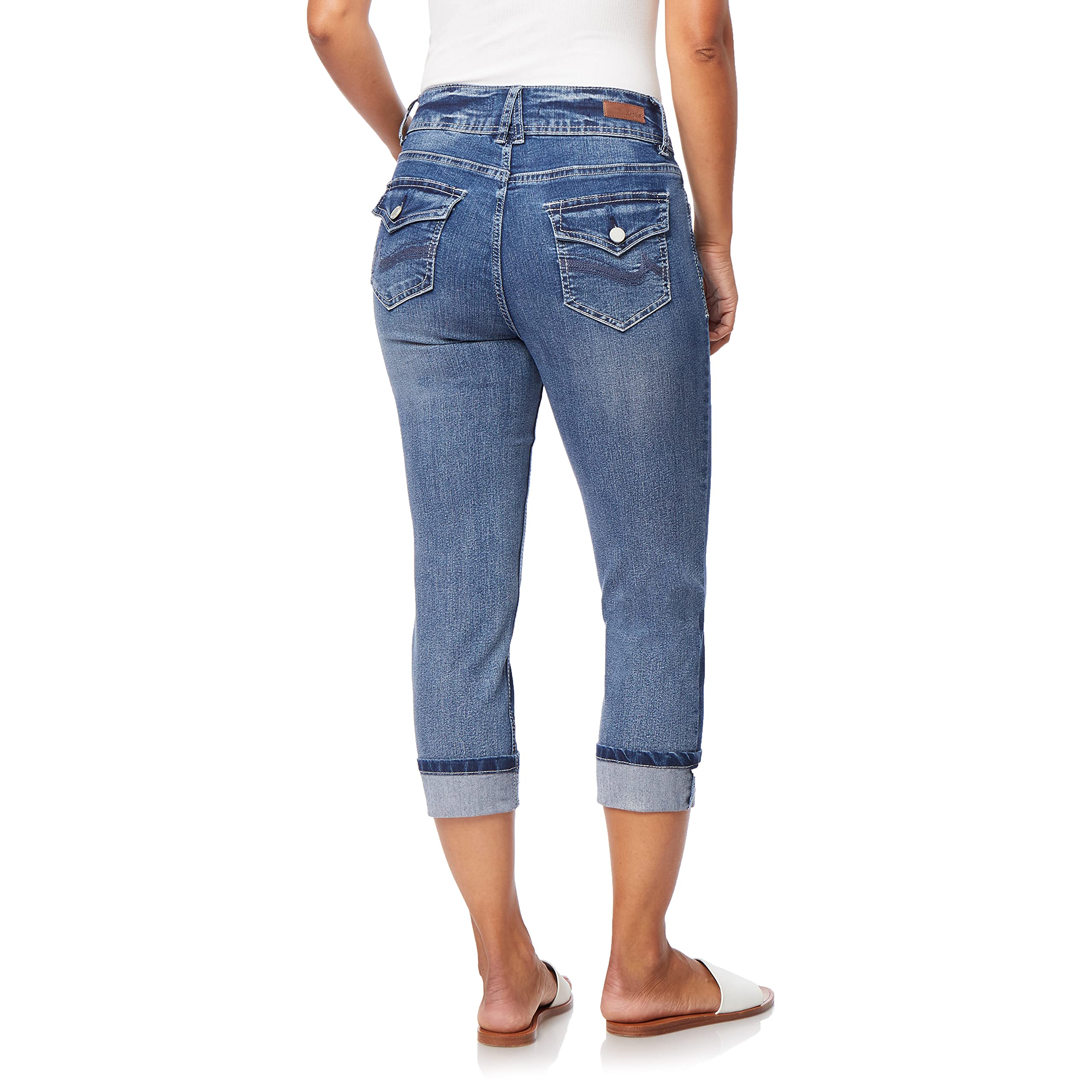 Angels Forever Young Women's Curvy High Waist Crop Jeans - Stretchy Denim Skinny Fit for Casual Outfits & Date Nights
