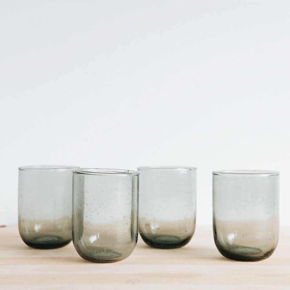 Hand Blown Glass Tumblers - Deep Sage Green - Elegant & Durable Drinking Glasses for Home, Office, or Outdoor Use