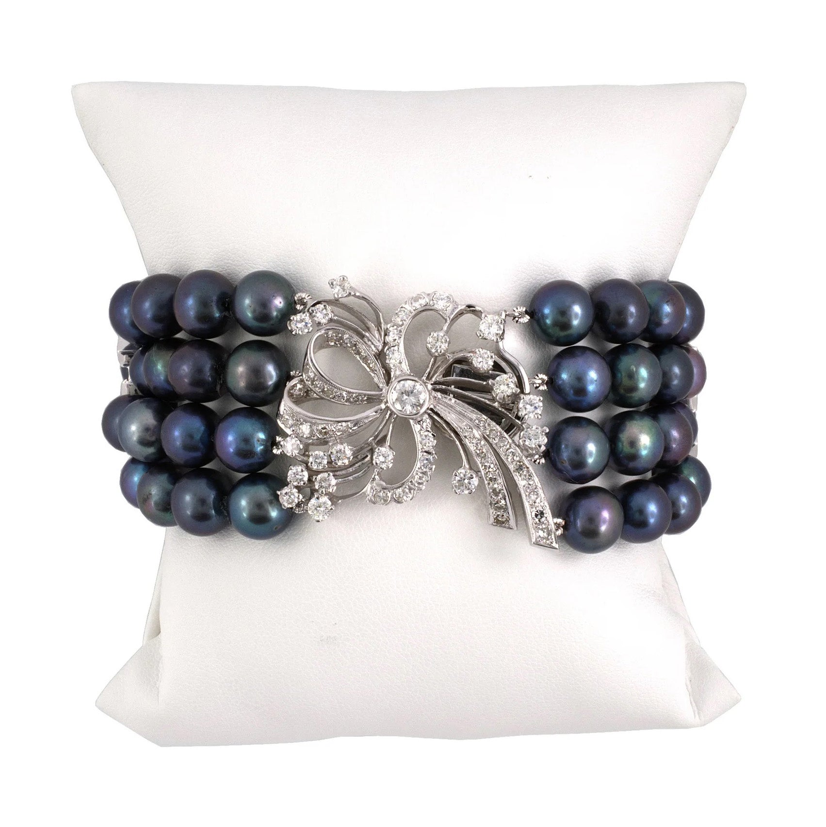 Exquisite Black Tahitian Pearl & Diamond Tennis Bracelet for Women - Elegant Jewelry Gift for Weddings, Anniversaries & Special Occasions