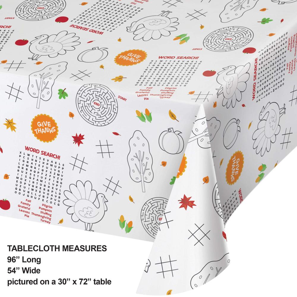 12-Piece Bulk Thanksgiving Activity Paper Table Covers - Festive Holiday Decor for Parties, Family Gatherings & Classroom Celebrations