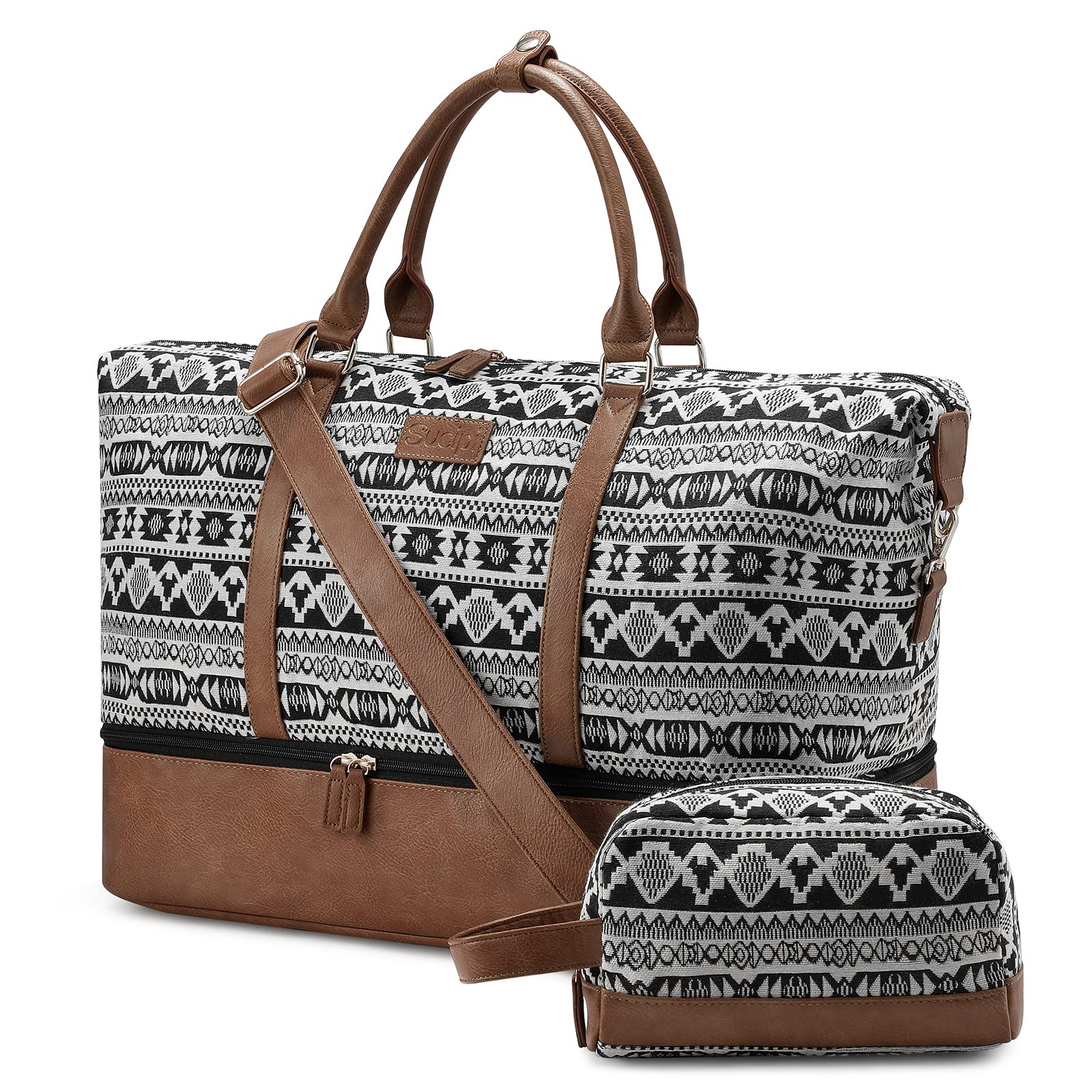 **Sucipi Women's Canvas Weekender Travel Duffle Bag with Shoe Compartment & Toiletry Pouch - Perfect for Overnight Trips, Gym, Hospital, Labor & Delivery, Weekend Getaways**