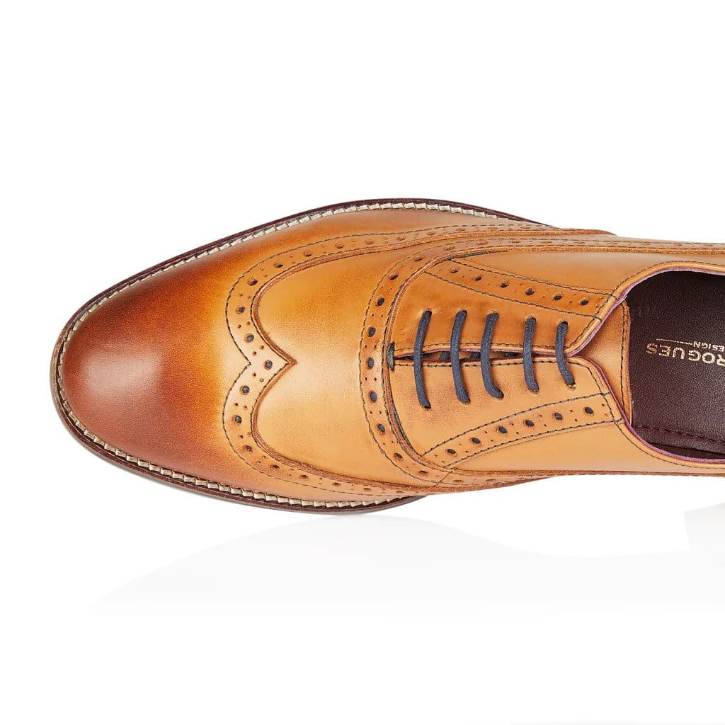London Brogues Ripley Oxford Tan Men's Shoes - Classic Leather Dress Shoes for Business & Formal Occasions - Comfortable Office & Wedding Footwear