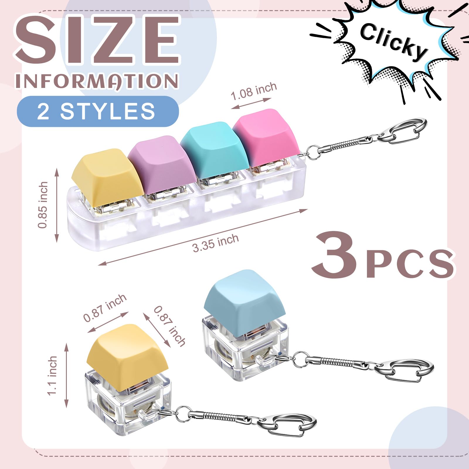 3Pcs Keyboard Clicker Toy - Stress Relief for Adults & Office Gifts
