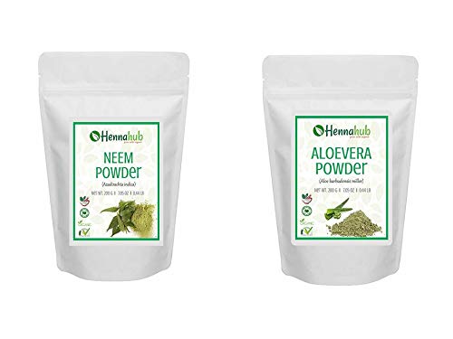 Organic Neem Powder with Aloe Vera for Face Mask - 100% Pure Herbal Skin Care Treatment for Deep Pore Cleansing & Glowing Skin - Pack of 2 (200g Each) - Perfect for Acne Treatment, Dark Spot Removal & Daily Skincare Routine