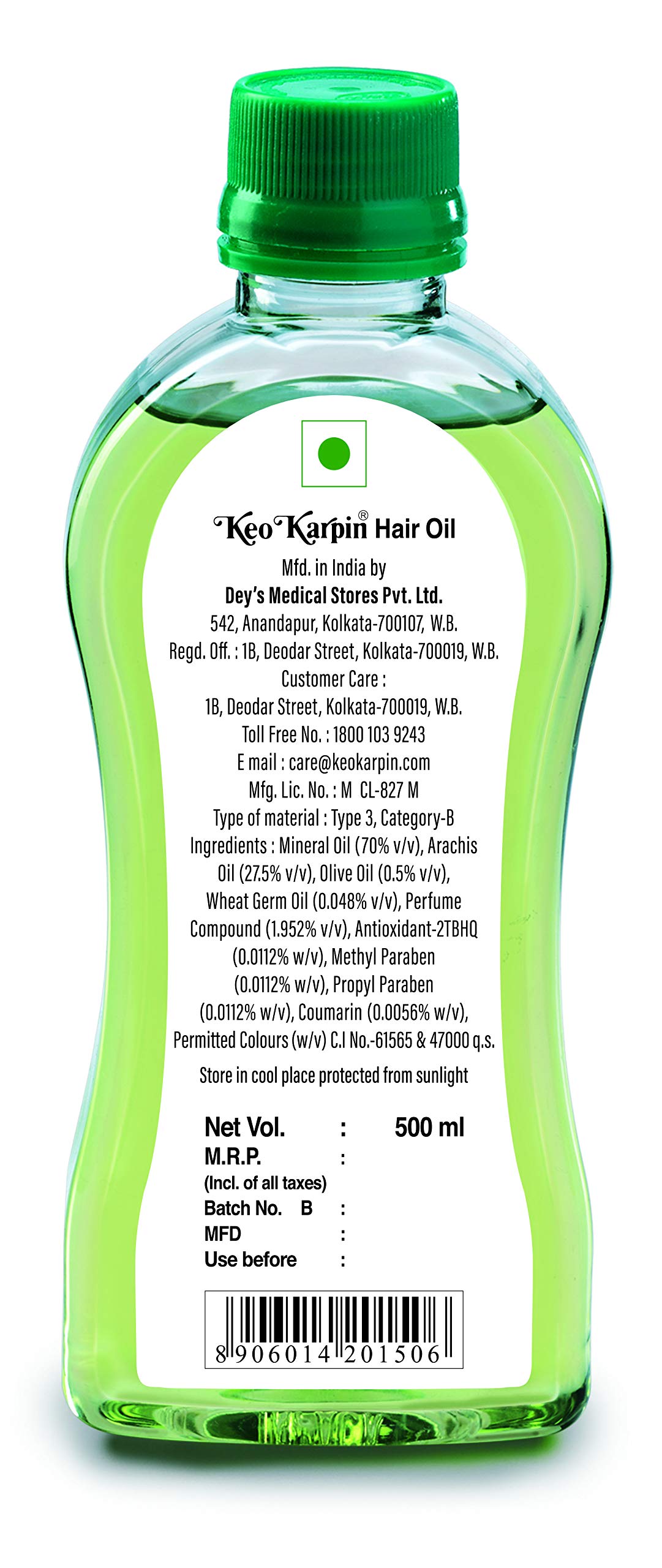 Keo Karpin Non-Sticky Hair Oil with Olive Oil & Natural Vitamin E - 500ml | Nourishing & Shine Enhancing Hair Treatment for Dry, Damaged Hair | Perfect for Daily Use, Styling & Scalp Massage