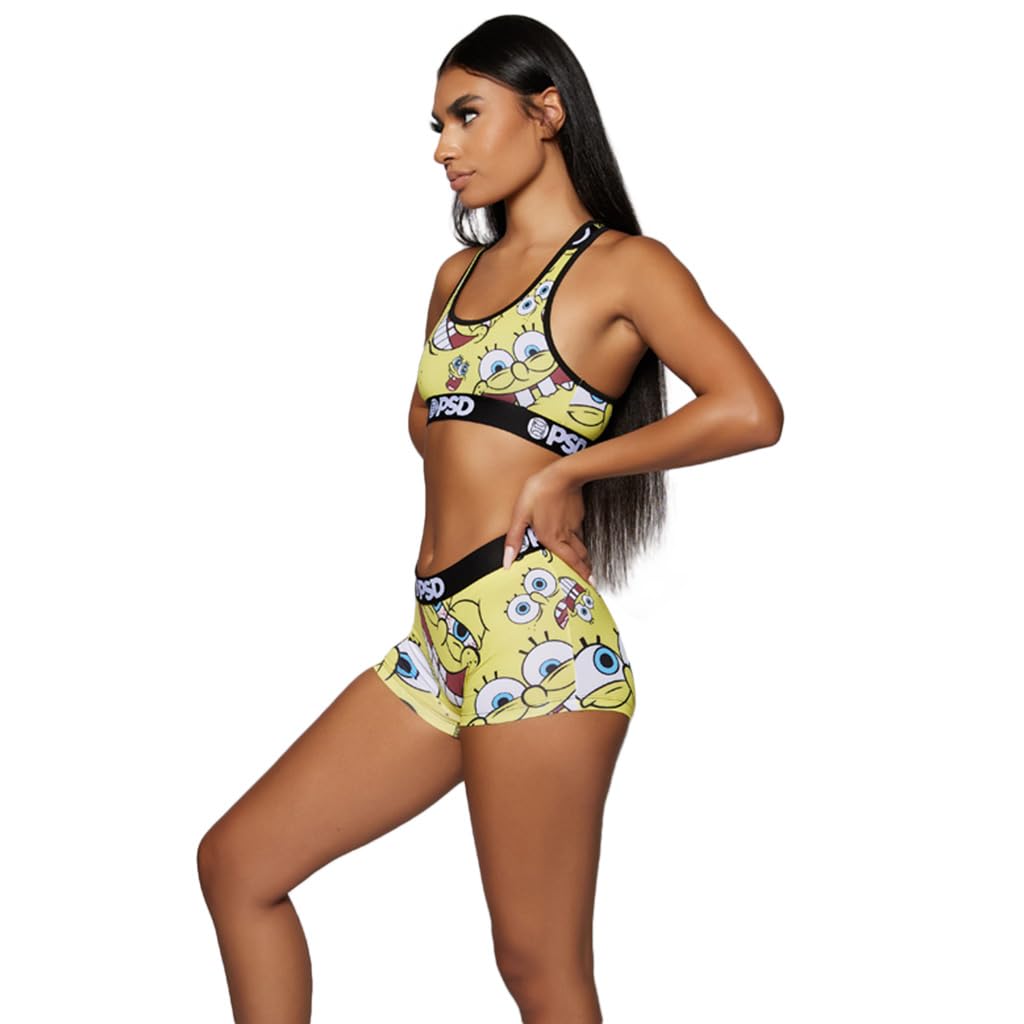 Spongebob Squarepants Women's Racerback Sports Bra - Breathable Microfiber Workout Top for Running, Yoga & Gym - Cartoon Character Athletic Shirt