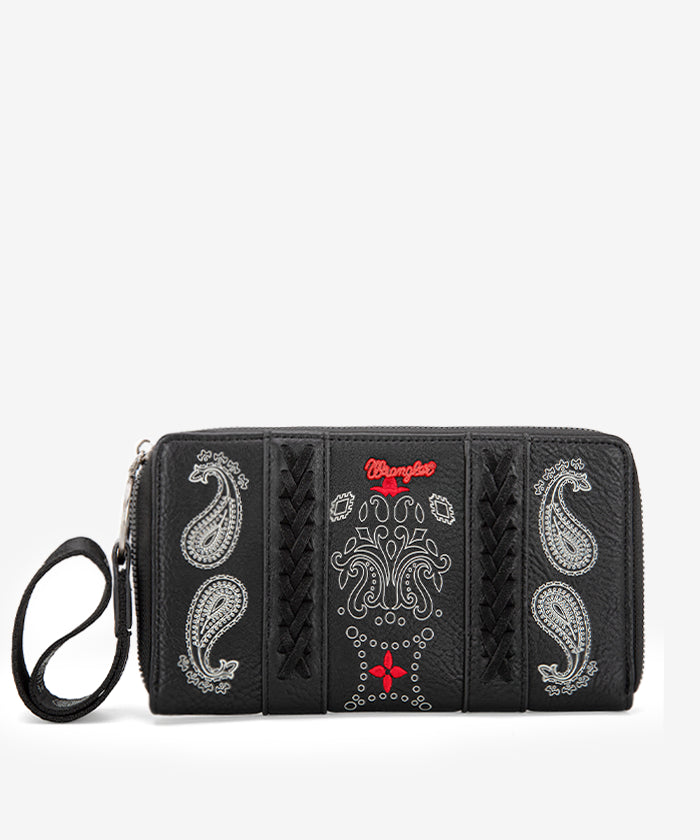 Wrangler Bandana Whipstitch Wristlet Purse - Stylish Western Crossbody Bag for Women, Perfect for Concerts, Festivals & Everyday Use