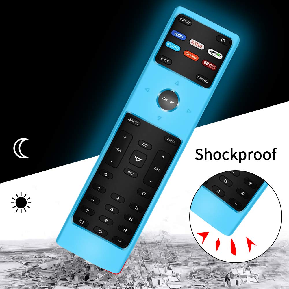 2 Pack Shockproof Silicone Protective Case Cover for Vizio XRT136 Smart TV Remote - Soft Durable Replacement Bumper Cover (Glow Blue + Glow Green) - Perfect for Home Entertainment & Family Use