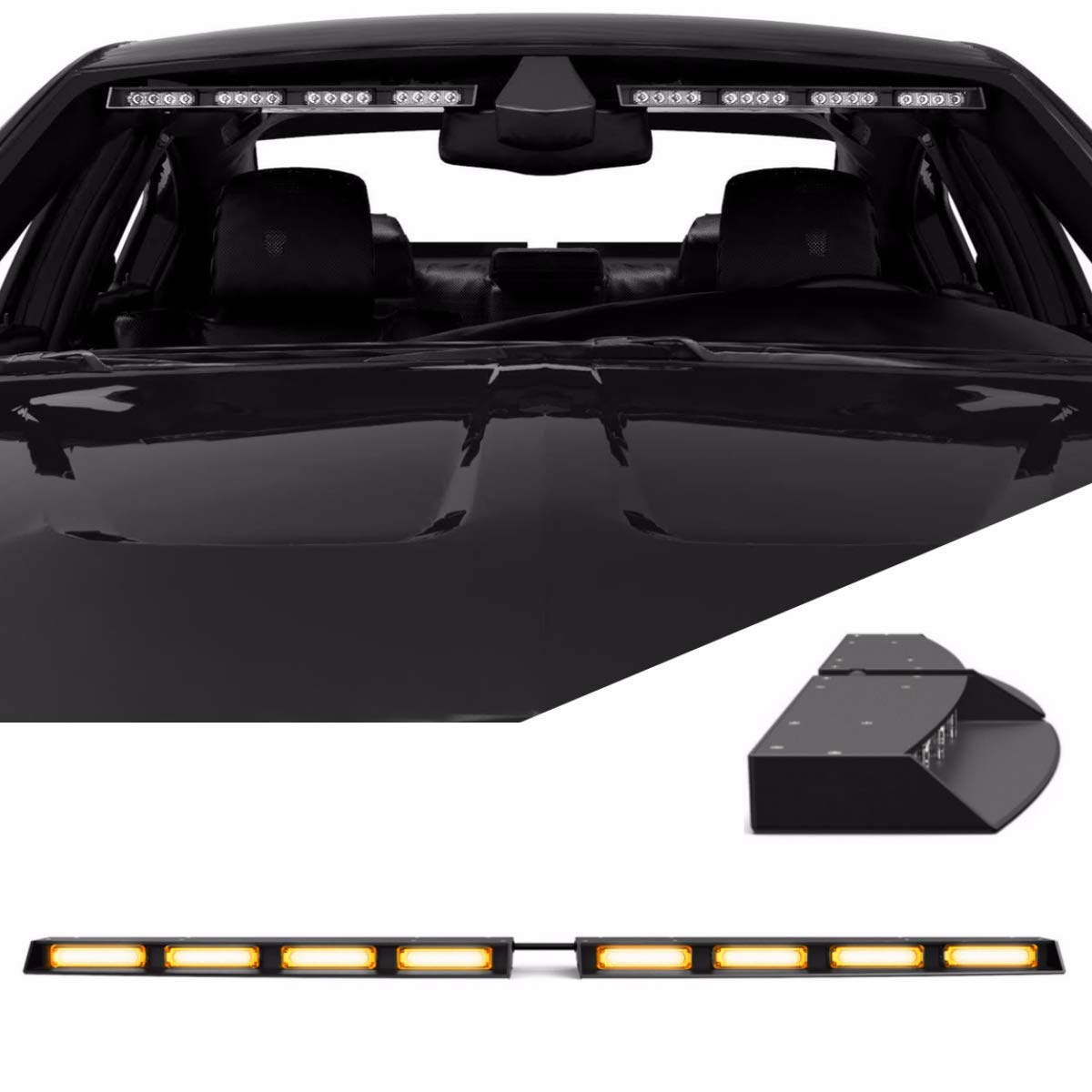 SpeedTech Lights Raptor-X TIR LED Strobe Light Bar - Amber Emergency Vehicle Lights for Police, Trucks & SUVs with Cigarette Lighter Plug - Perfect for Roadside Emergencies & Security Patrols