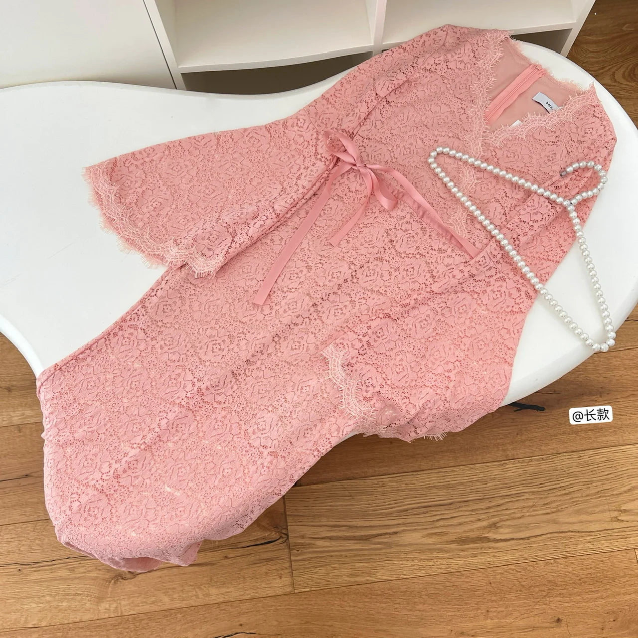 Vintage Sweet Pink Lace V-Neck Bandage Dress for Women - Elegant Long Sleeve Slim Fit Party Dress for Autumn Winter | Perfect for Birthday Parties, Date Nights & Special Occasions