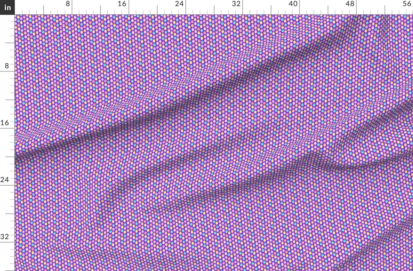 Micro Scale Easter Eggs Purple Cute Bunny Printed Fleece Fabric by The Yard - Soft Sewing Material for DIY Blankets, Loungewear & No-Sew Projects - Perfect for Easter Decor, Baby Clothing & Home Crafts
