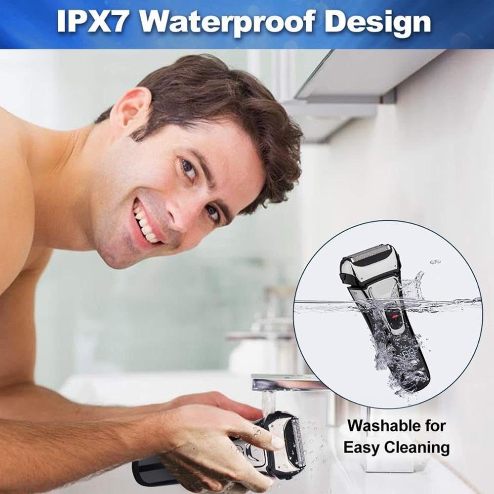 Best Electric Razor for Men - Rechargeable USB Shaver & Beard Trimmer with Washable Head - Perfect for Travel, Home & Gym Use
