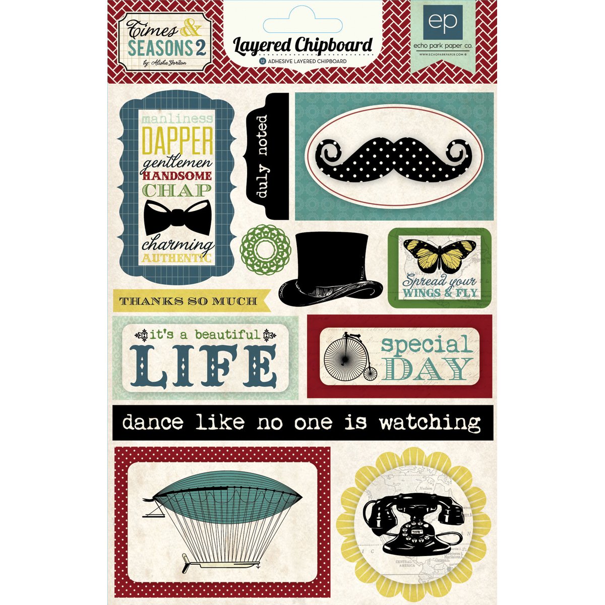 Echo Park Layered Chipboard Times & Seasons 2 - Scrapbooking Embellishments for DIY Cards, Journals, and Memory Albums | Perfect for Crafting, Home Decor, and Gift Making