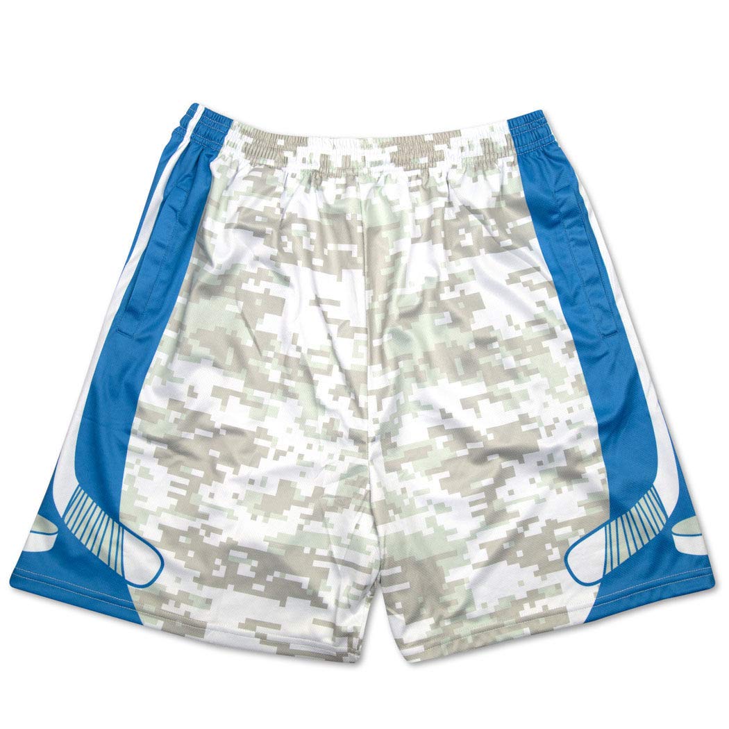 ChalkTalkSPORTS Hockey Performance Shorts - Blue Digital Camo Athletic Shorts for Youth & Adult Players | Perfect for Hockey Training, Games & Sports Activities