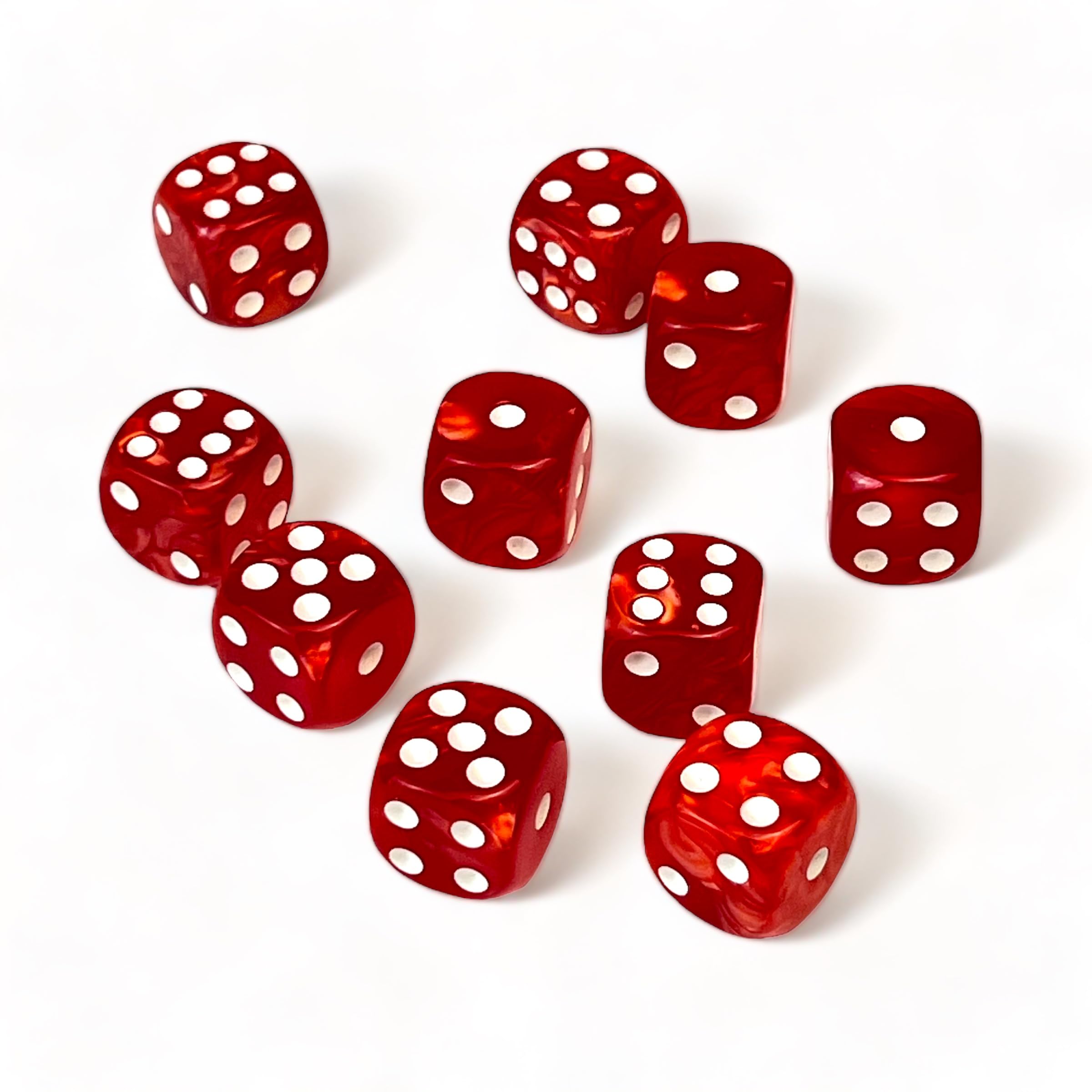 Luck Lab 10-Piece D6 Dice Set - Premium Acrylic Polyhedral Dice for RPG, MTG, DND, Tabletop & Board Games (Red Pearl) - Perfect for Dungeon Masters, Game Nights & Collectors