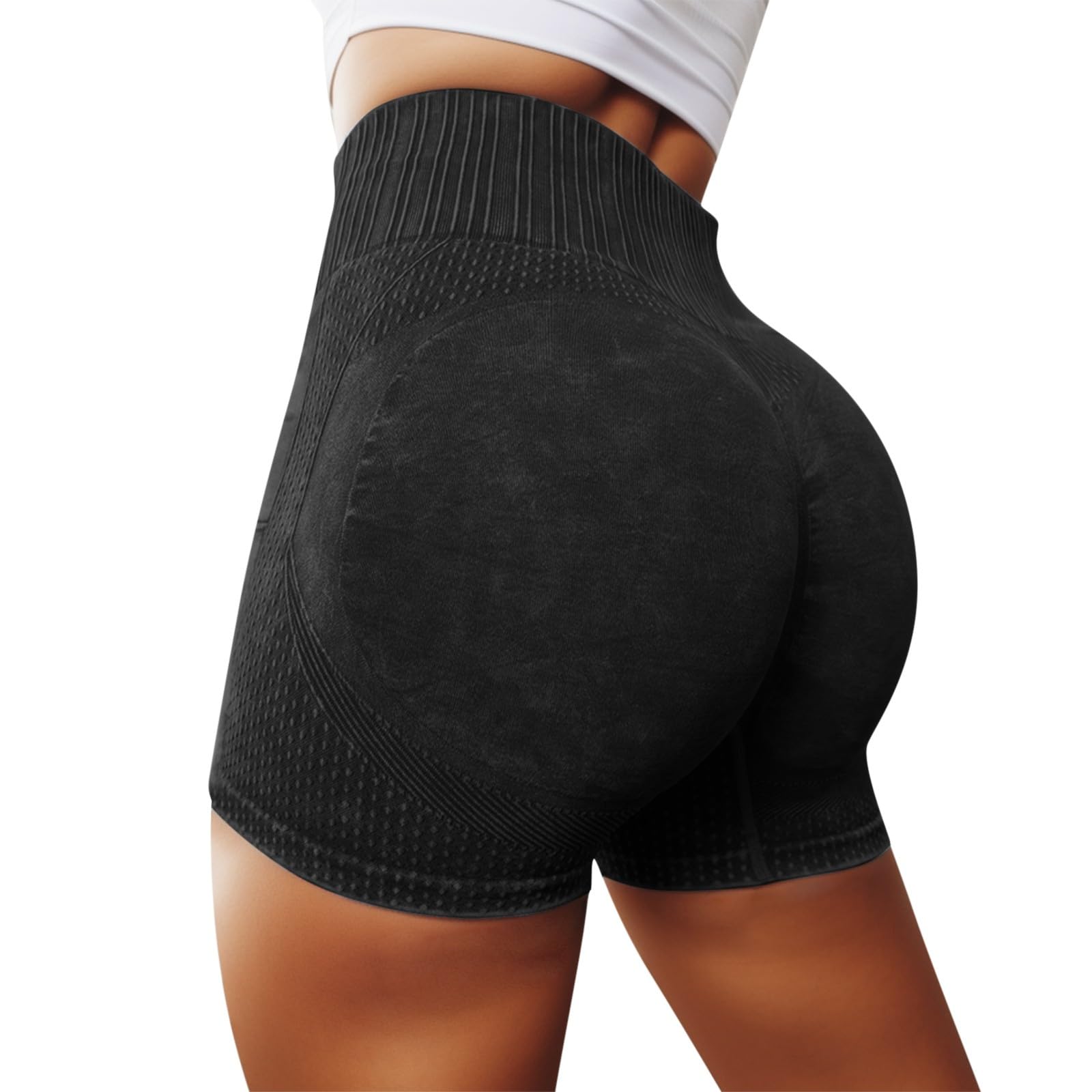 Women's High Waisted Bike Shorts - Activewear Yoga Pants with Wide Elastic Waistband for Cycling, Running & Workout - Comfortable Sports Shorts for Gym, Fitness & Lounge Wear