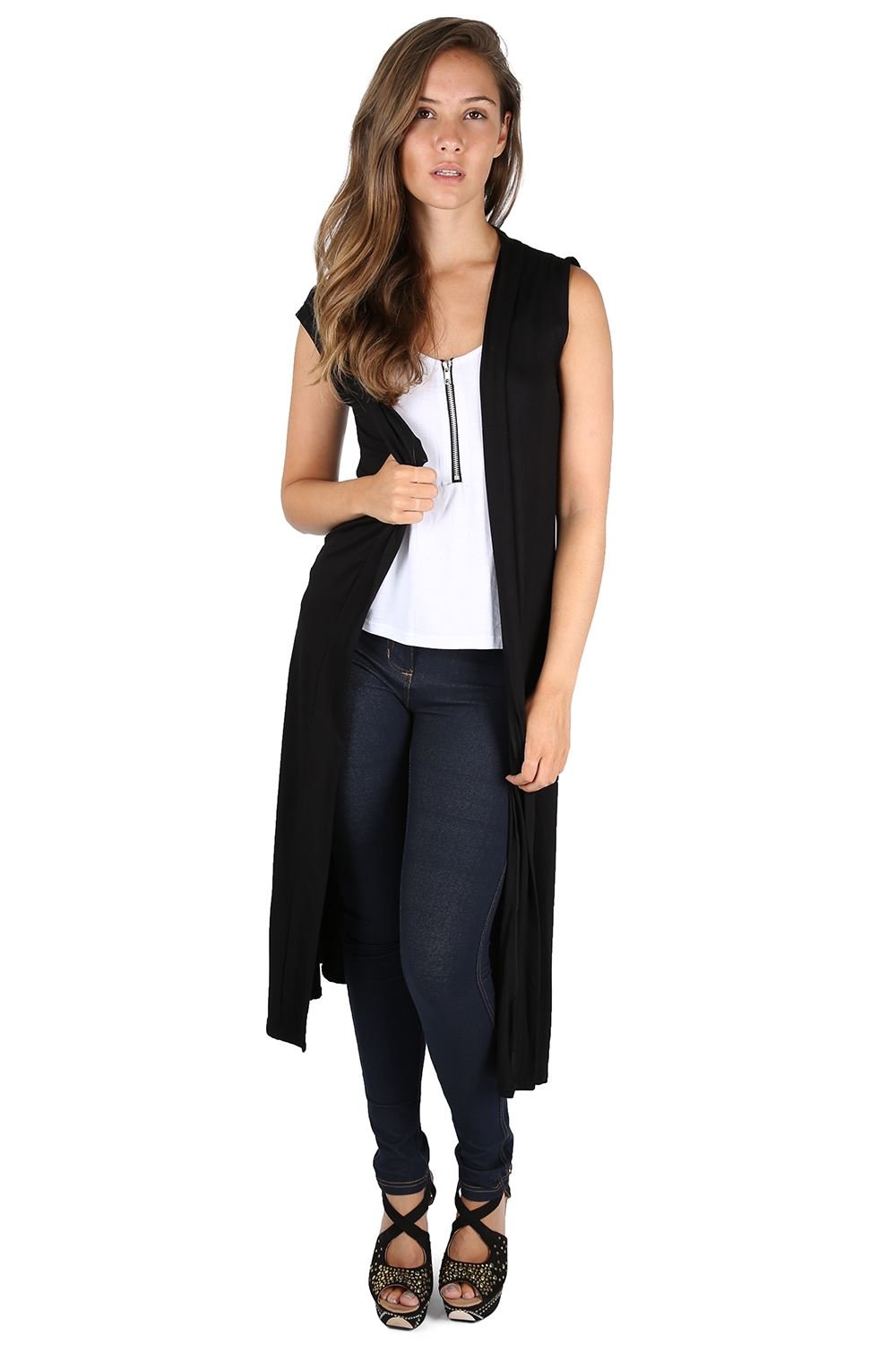 Women's Plain Sleeveless Open Front Flared Maxi Cardigan - Lightweight Summer Cover Up for Beach, Vacation & Casual Outfits