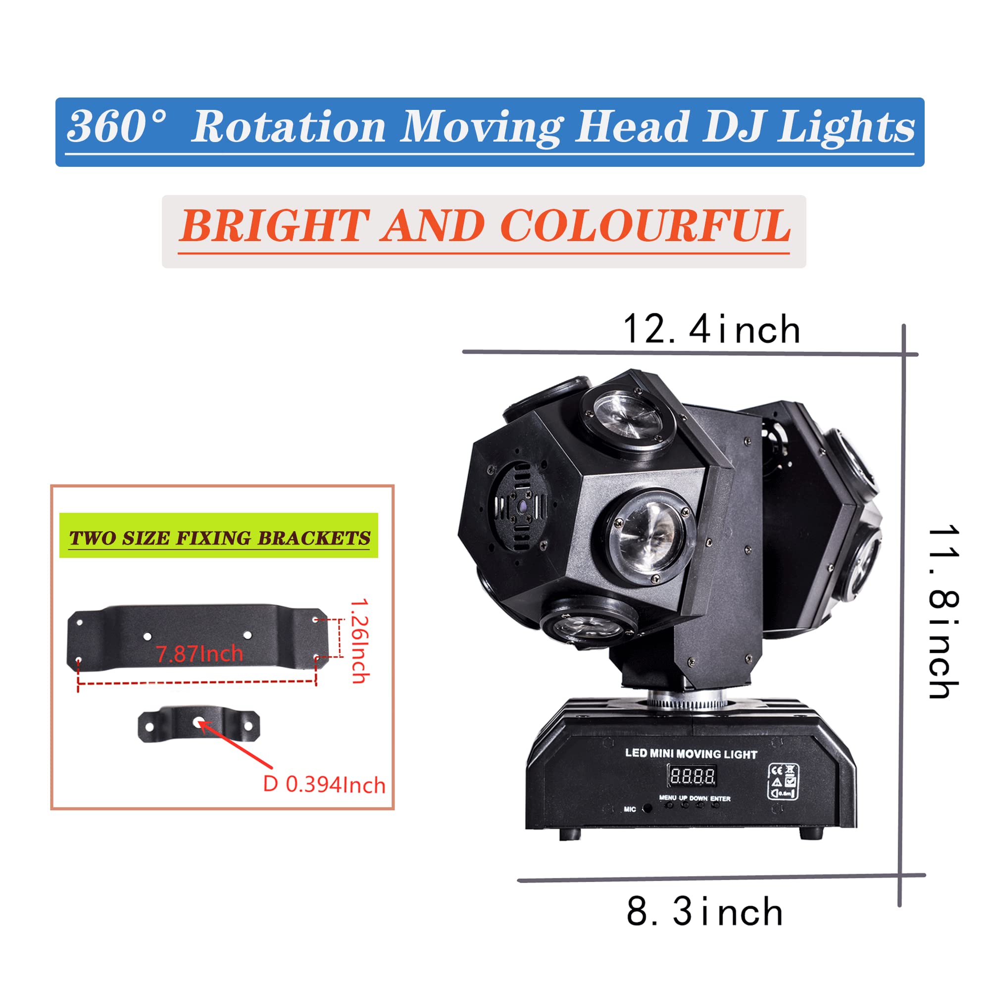 Professional Moving Head DJ Light - 360° Rotating Beam LED Stage Lighting with Sound Activation & DMX512 Control for DJ, KTV, Disco, Wedding, Concert, Festival - Perfect for Nightclubs, Live Shows, and Event Uplighting