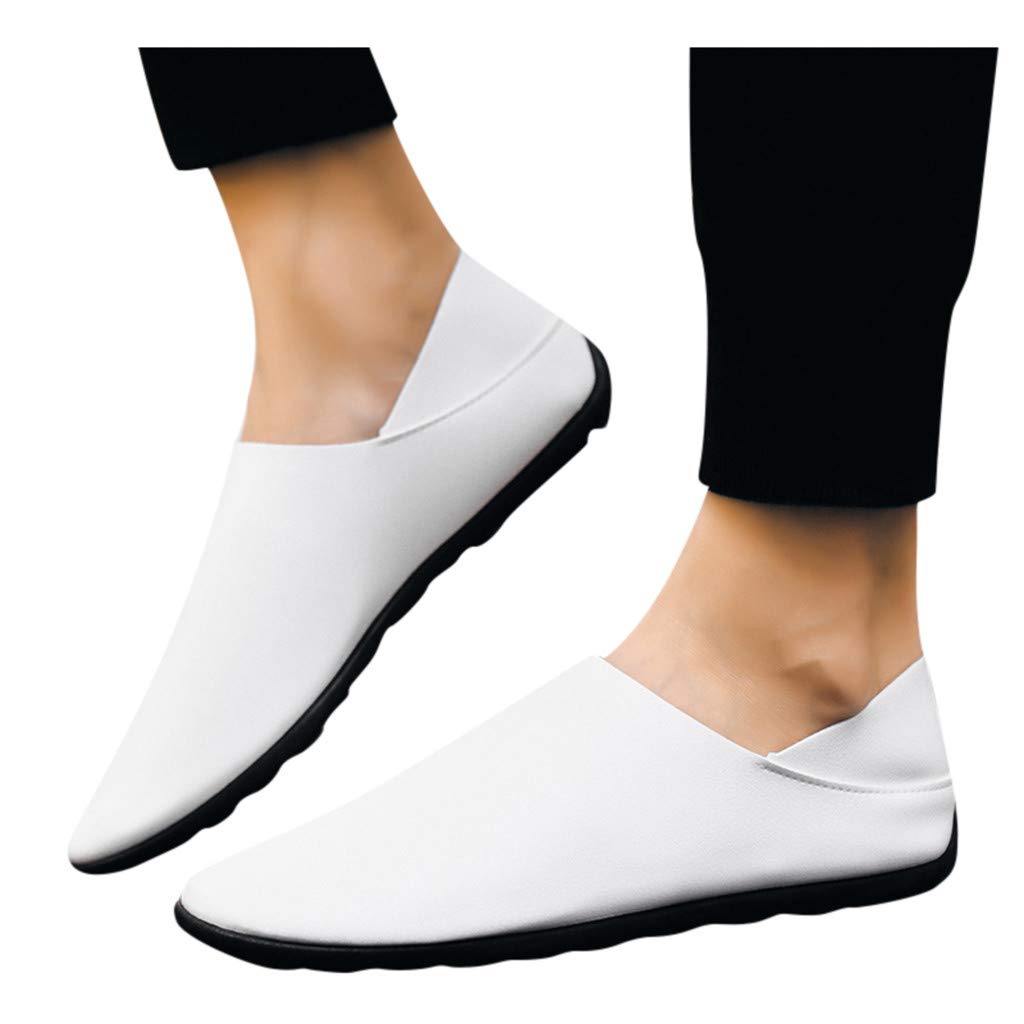 HIRIRI Men's Black Leather Casual Dress Shoes - Breathable Soft Sole Lazy Slip-On Loafers for Business & Daily Wear