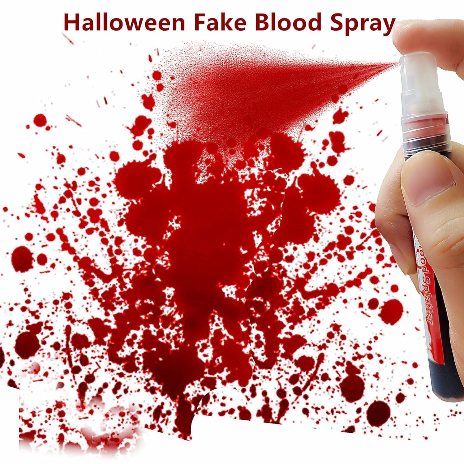 Halloween Vampire Fangs Teeth Makeup Kit - 4 Pairs Adjustable Fake Teeth with Fake Blood Spray, Sticky Blood & Dripping Blood for SFX Cosplay, Costume Parties & Horror Movie Effects