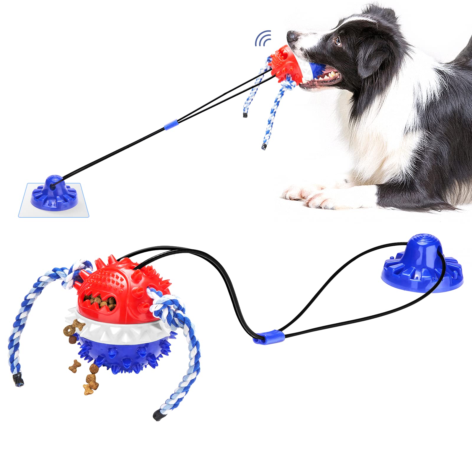 Durable Indestructible Dog Toys for Aggressive Chewers - Interactive Suction Cup Tug of War Toy & Treat Dispensing Puzzle Ball - Perfect for Large Breed Dogs, Boredom Relief & Mental Stimulation - Great for Indoor Play, Training & Enrichment Activities