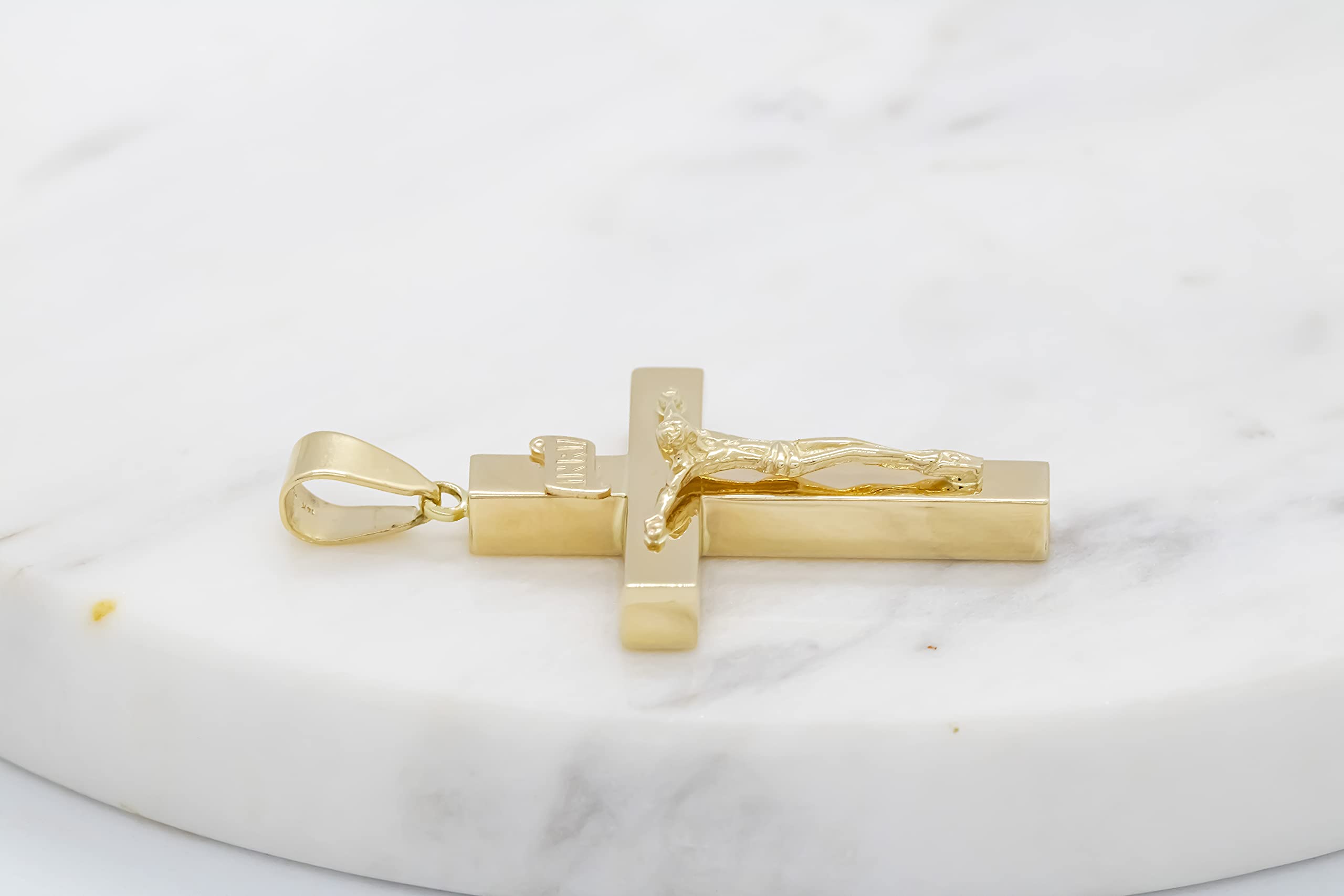 14K Yellow Gold Cross Pendant for Women & Men - Religious Jewelry Gift for Baptism, Confirmation, Christmas - Elegant Necklace for Everyday Wear