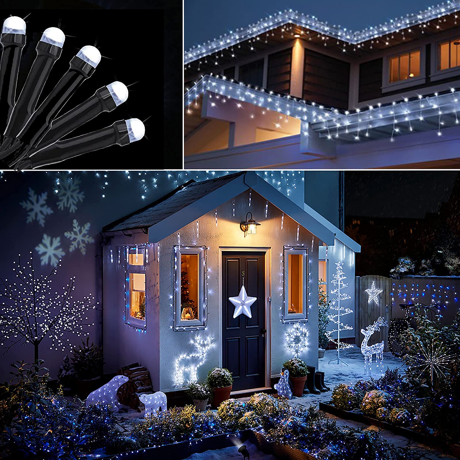 Toodour 121ft 350 LED Solar Christmas Lights - 8 Modes Waterproof Outdoor String Lights for Garden, Patio, Balcony - Perfect for Holiday Decorations, Parties & Christmas Tree Lighting (White)
