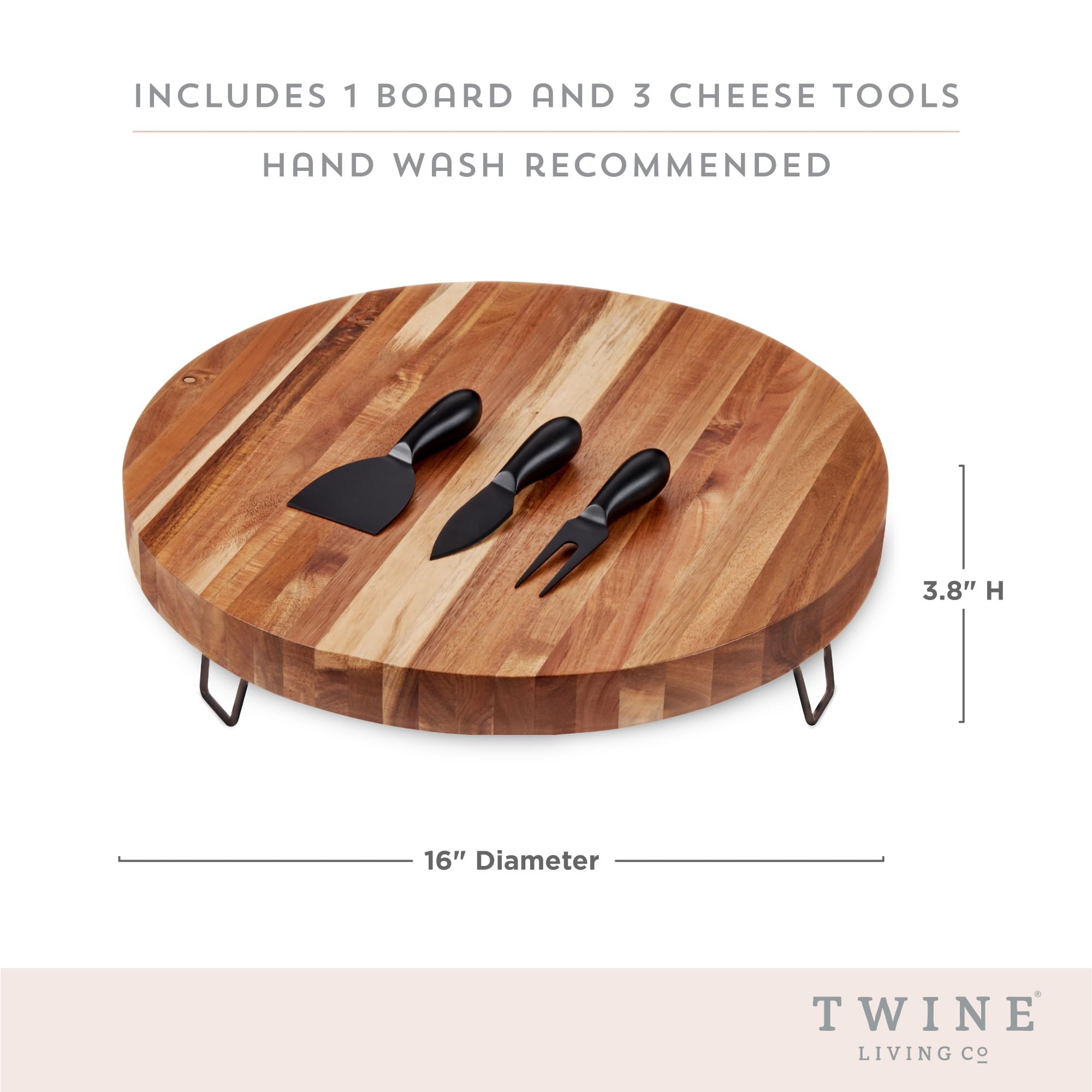 Premium Acacia Wood Cheese Board and Knife Set - 16