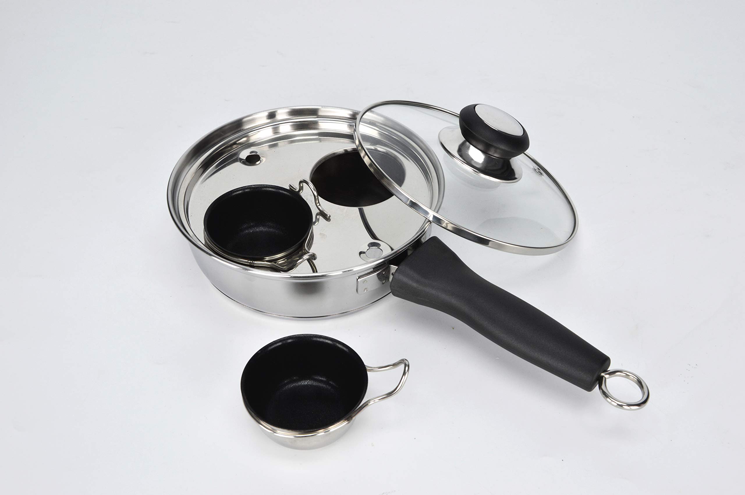 2-Piece Stainless Steel Egg Poacher Pan Set - Nonstick PFOA-Free Poached Egg Maker for Induction Cooktops - Perfect for Breakfast, Brunch & Healthy Cooking