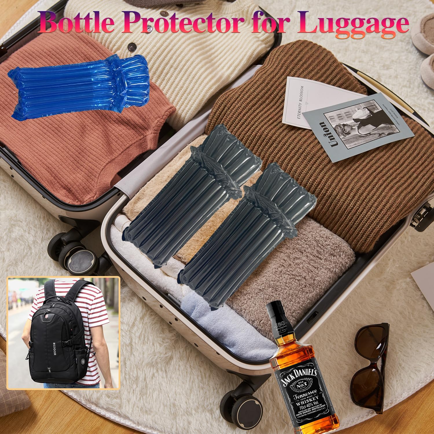 16 Pack Inflatable Wine Travel Bags - Reusable Bottle Protectors for Wine Bottles | Perfect for Air Travel, Camping & Gift Shipping | Leak-Proof Wine Shipping Solution