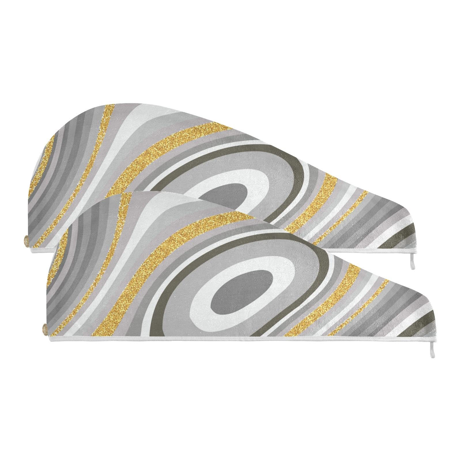 Quick Dry Hair Towel Wrap for Women & Girls - 2 Pack Abstract Agate Pattern Microfiber Hair Turban (9.45x24 Inch) - Perfect for Post-Shower, Swimming, Gym & Salon Styling