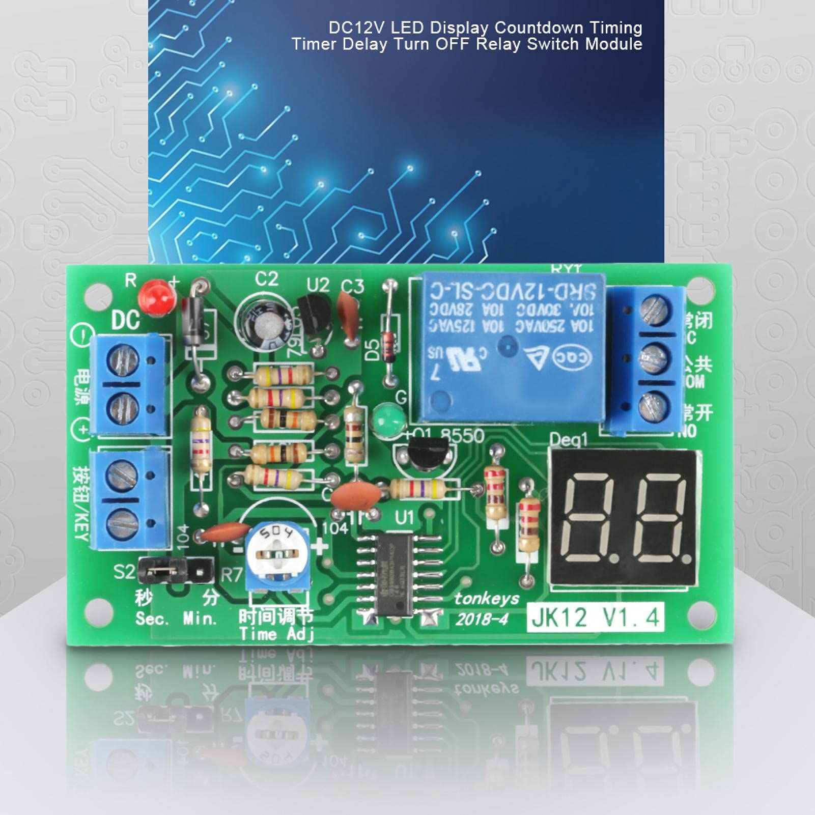 12V DC Timer Relay Switch Module with LED Display - Adjustable Countdown & Delay Turn Off for Smart Home, DIY Projects, and Automation Control