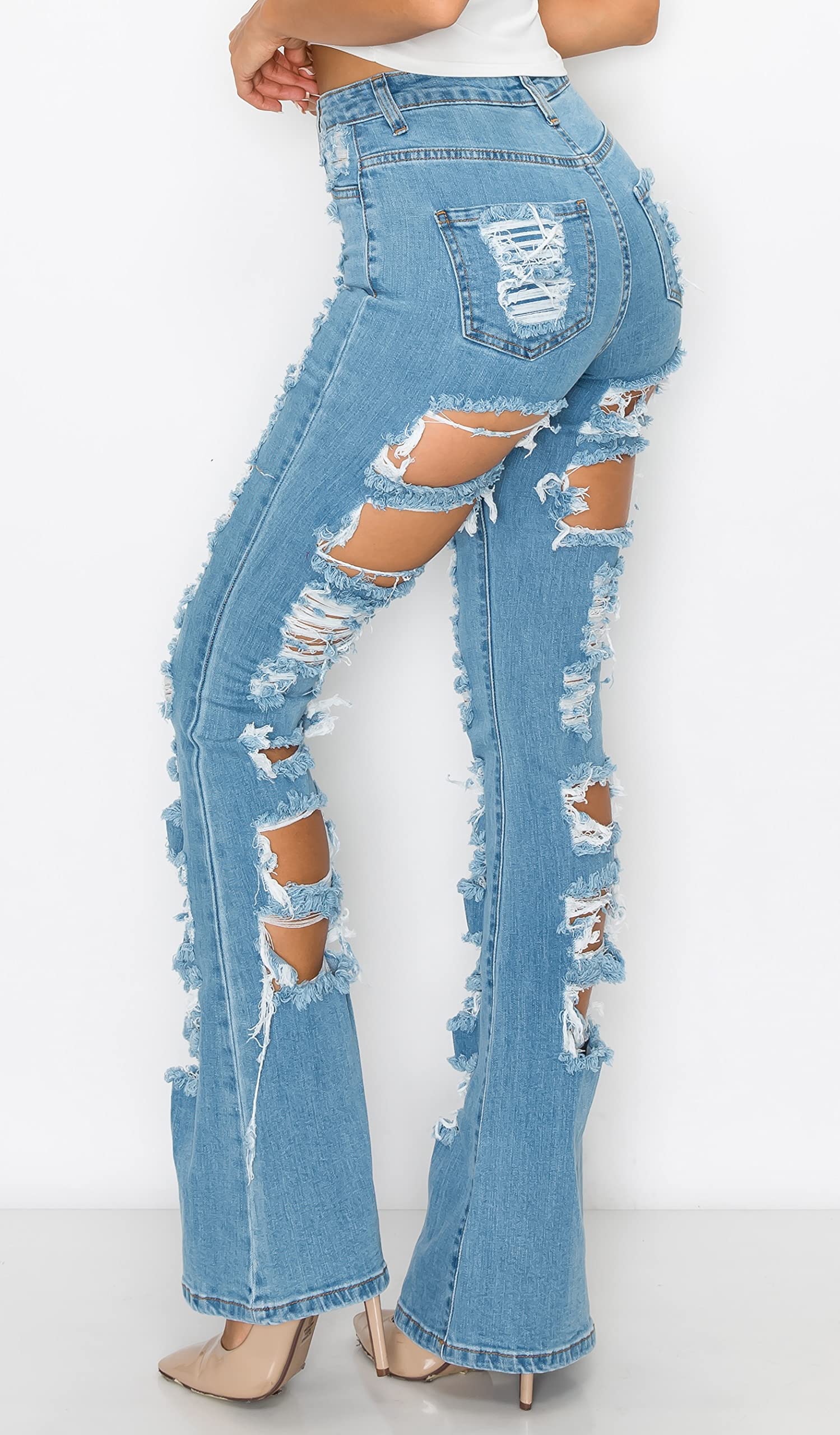 Aphrodite High Waisted Flare Bell Bottom Jeans for Women - Stretchy Wide Leg Bootcut Denim Pants | Casual Outfit, Retro 70s Style, Party & Night Out Fashion