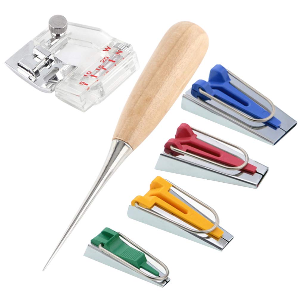 Exceart 6-Piece Sewing Machine Bias Binding Tool Kit - Adjustable Quilting, Patchwork & Tape Binding Presser Foot for Home DIY Projects - Perfect for Quilting, Dressmaking & Crafting