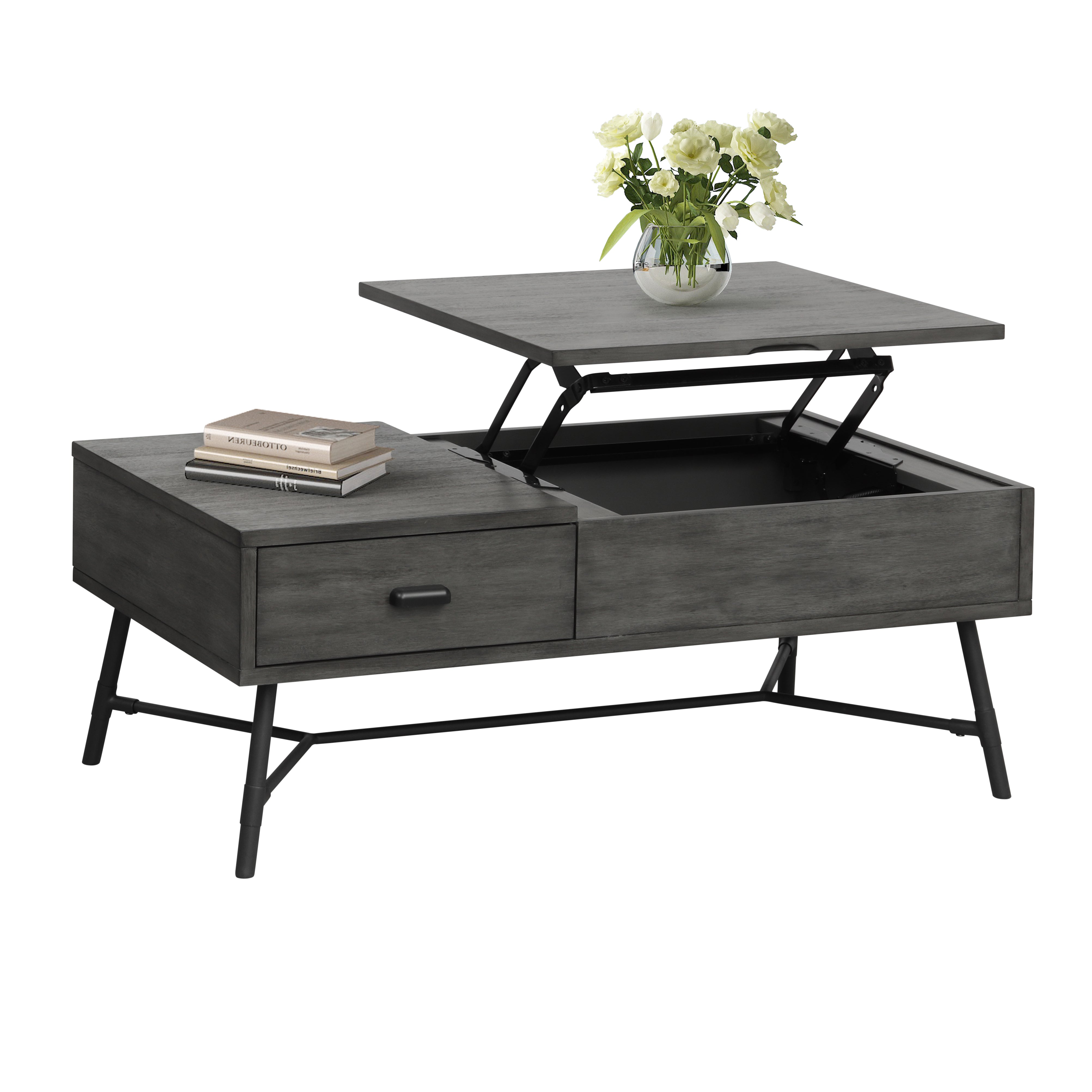 Raina Lift Top Coffee Table with Storage - Modern Convertible Ottoman for Living Room, Bedroom & Small Spaces - Perfect for Remote Work, Snacking & Extra Seating