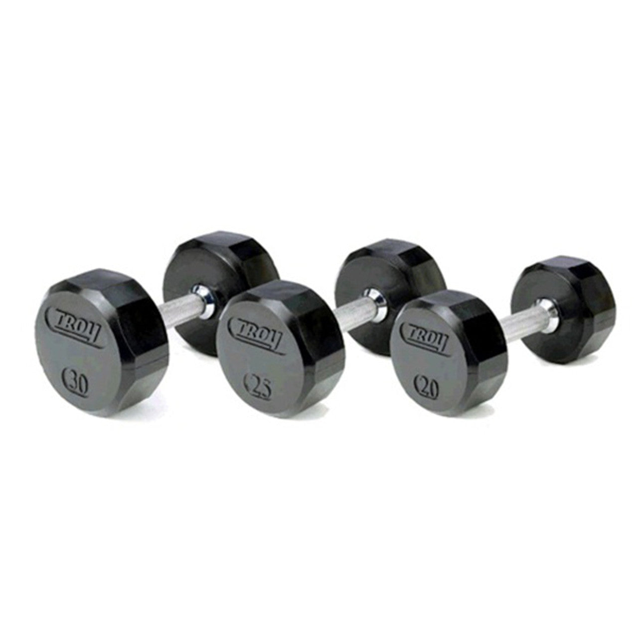 12-Sided Rubber Encased Dumbbell Set (105-125 lbs) - Heavy Duty Home Gym Equipment for Strength Training & CrossFit Workouts