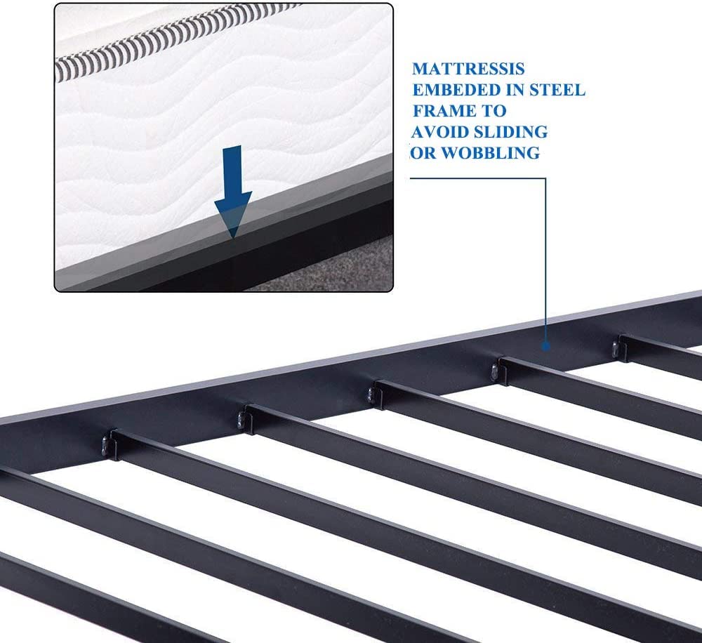 VECELO 14 Inch High Full Bed Frame - Sturdy Metal Platform Mattress Foundation with No Box Spring Needed - Perfect for Small Bedrooms, Guest Rooms & Dorm Rooms