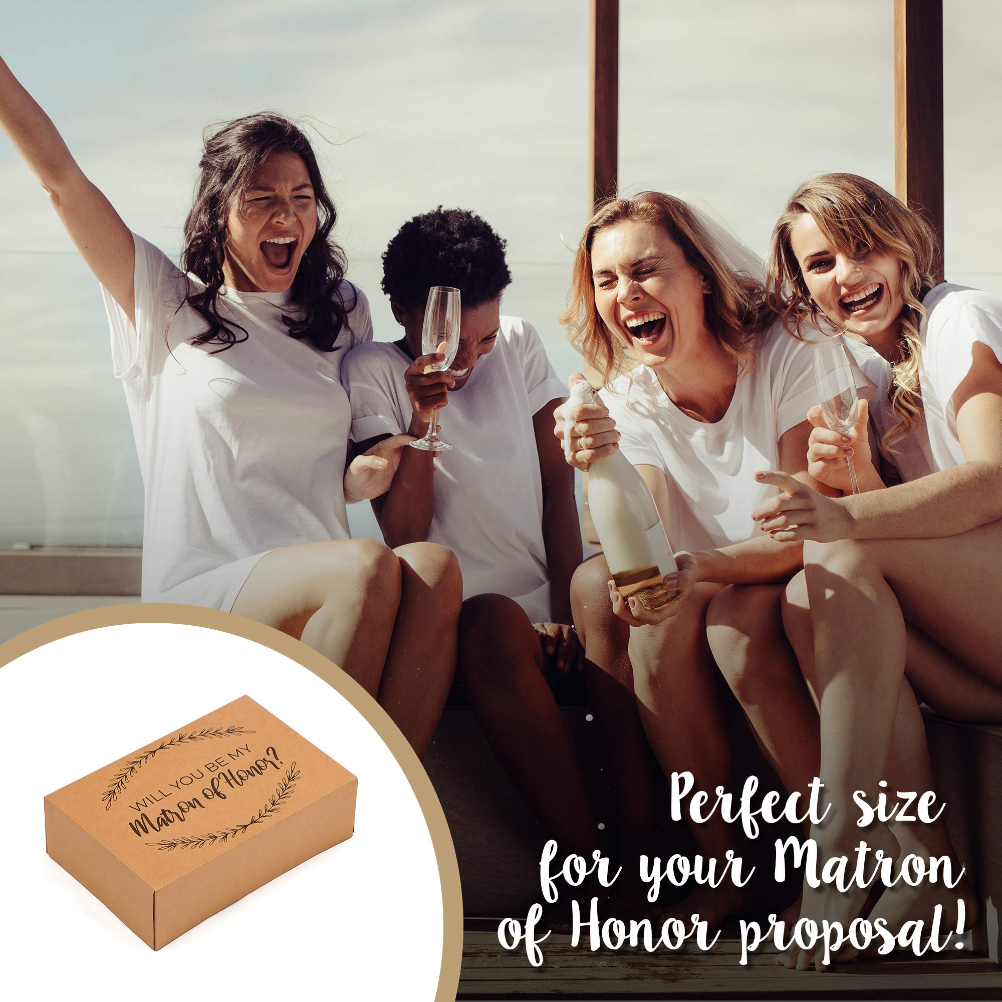 Matron of Honor Proposal Gift Box - Rustic Kraft Design Wedding Party Proposal Kit (1 Pack) - Perfect for Bridal Shower, Bachelorette Party & Wedding Planning